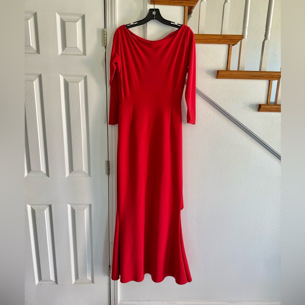 Chiara boni long Elegant Red Evening Dress size 8 very stretchy.maxi dress. - Picture 3 of 6